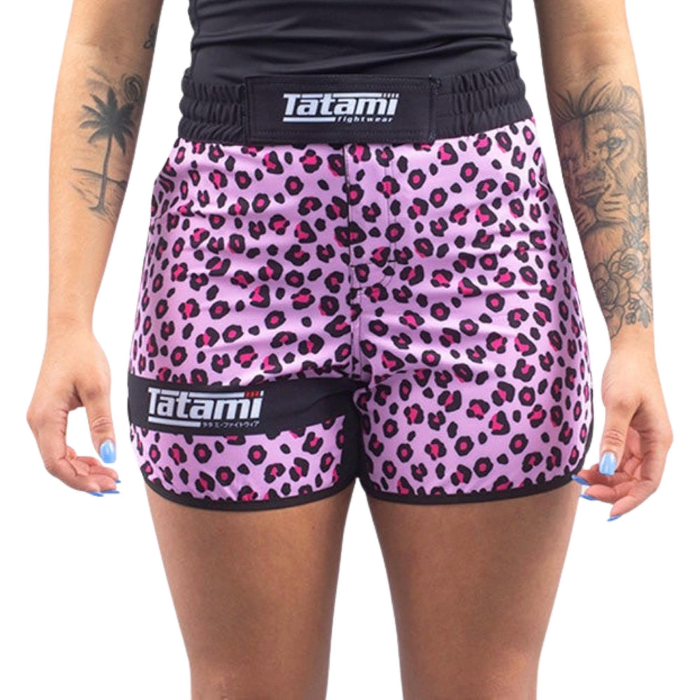 Image of Tatami Fightwear Ladies Recharge Fight Shorts - Pink Leopard