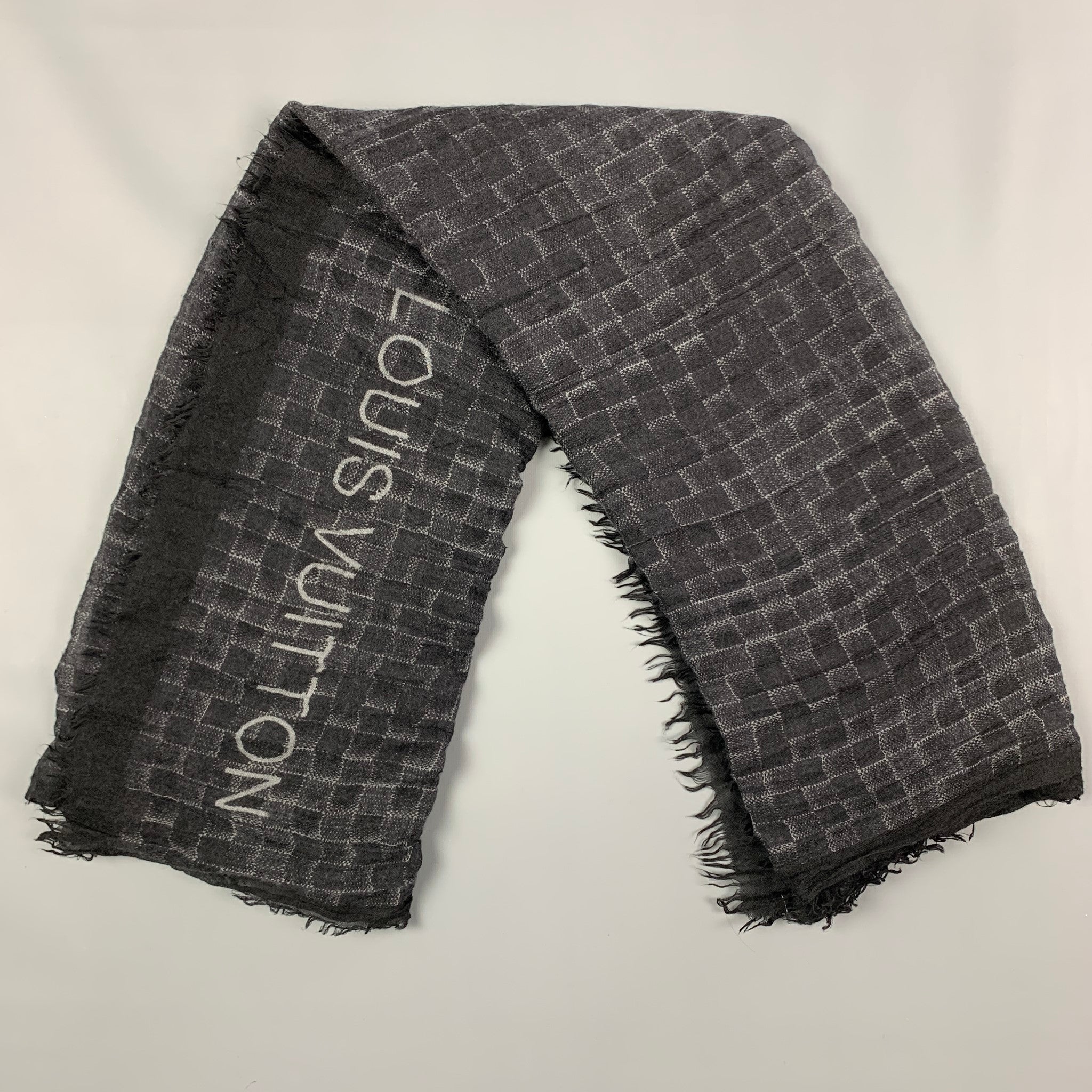 Louis Vuitton Brown Cashmere Perforated Logo Scarf Louis Vuitton