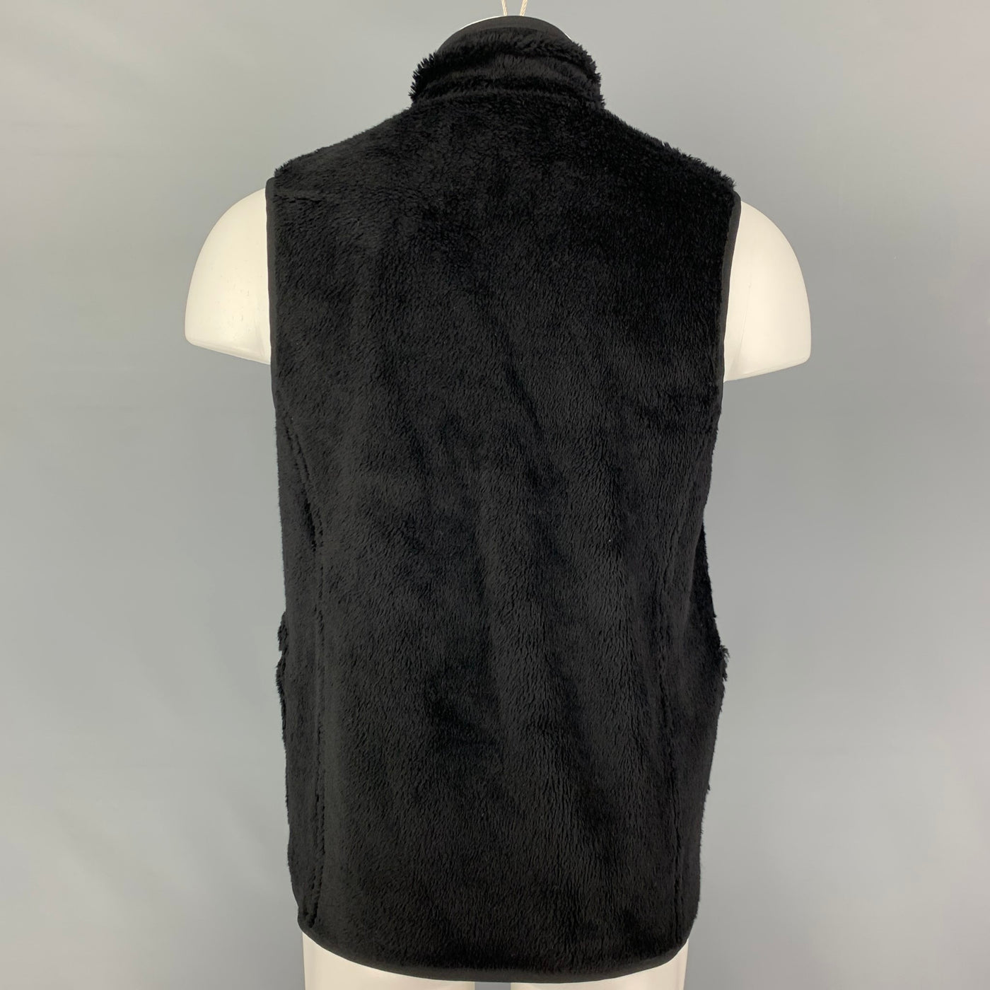 VISVIM Size M Black Textured Wool Buttoned Reversible Boa Vest