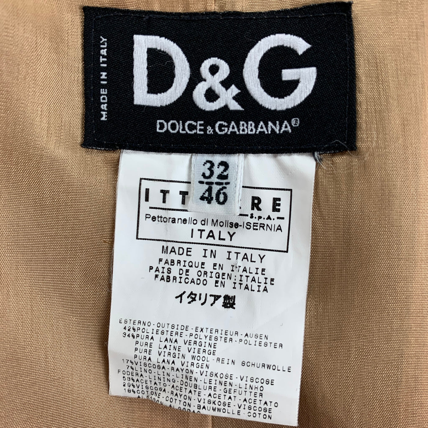 D&G by DOLCE & GABBANA Size 36 Khaki Navy Stripe Polyester Blend