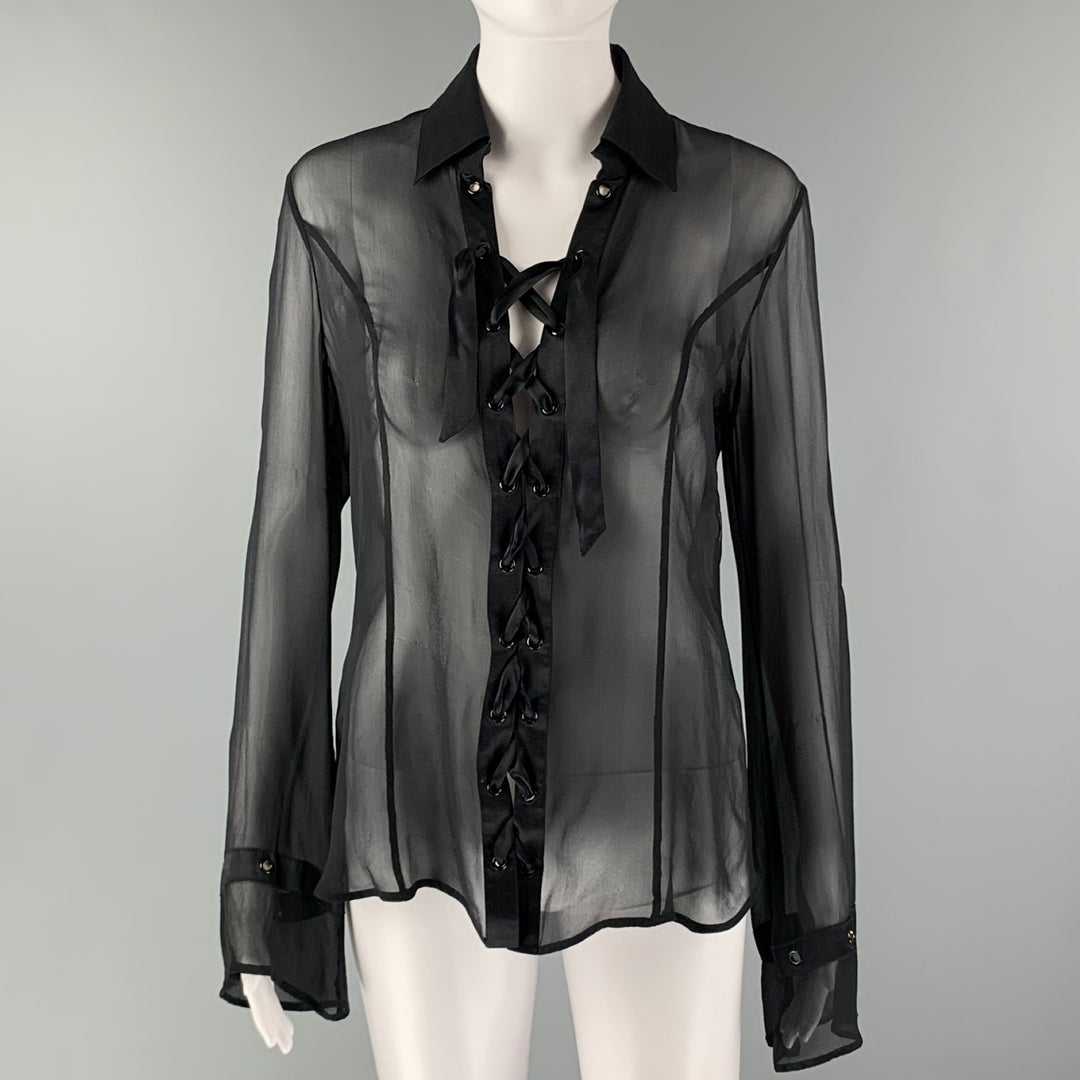 VALENTINO Hiver 2008 Size 8 Black Silk See Through Blouse – Sui Generis  Designer Consignment