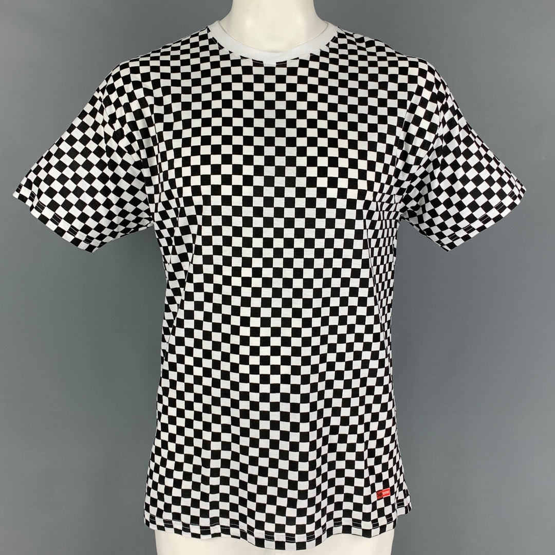 SUPREME x HANES Size L Black White Checkered Cotton T-shirt – Sui