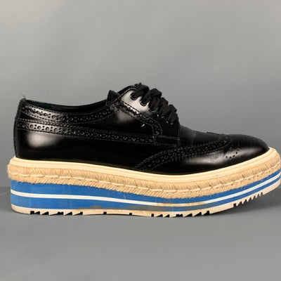 18aw prada wing tip studs shoes-