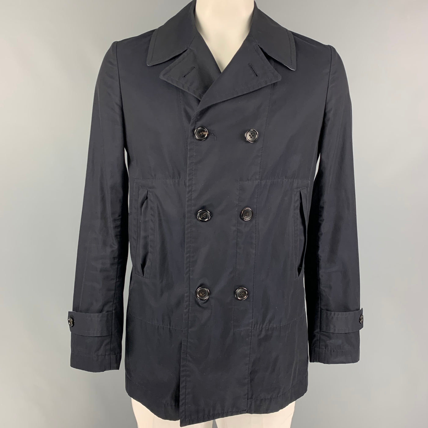 COMME des GARCONS HOMME Size L Navy Cotton Double Breasted Coat