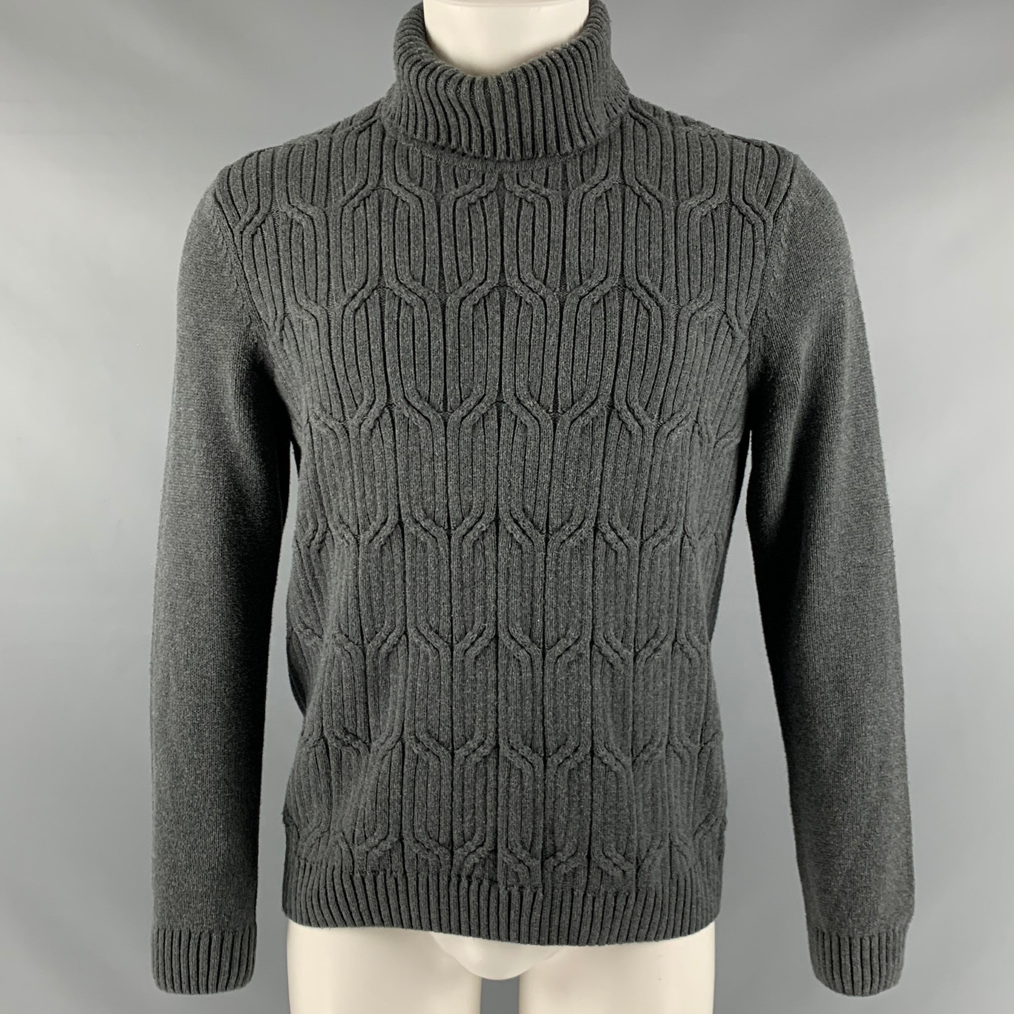 Men's LOUIS VUITTON Size L Black Cashmere Blend Chunky Knit Turtleneck  Sweater