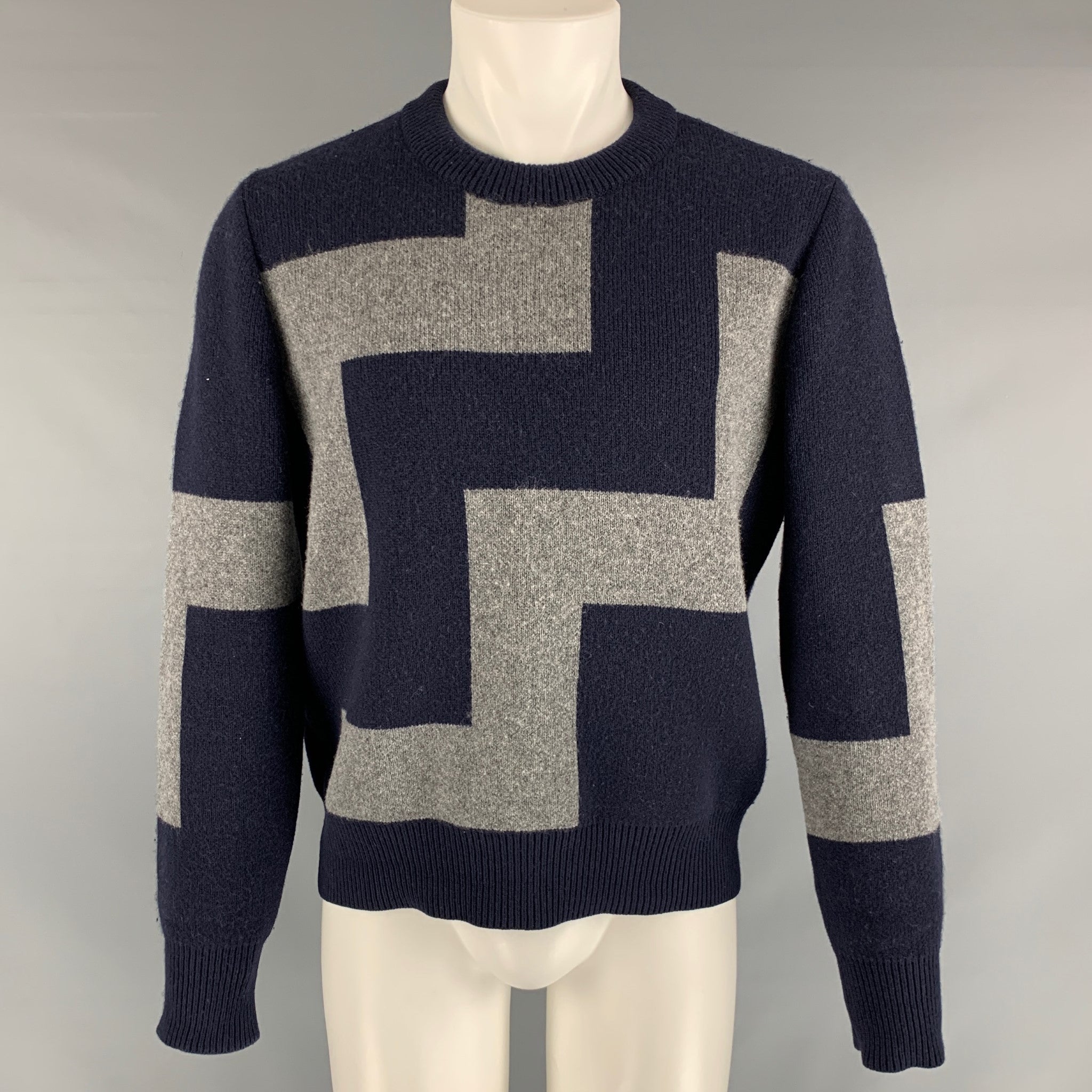 Louis Vuitton Blue Wool Blend Long Sleeve Sweater sz L