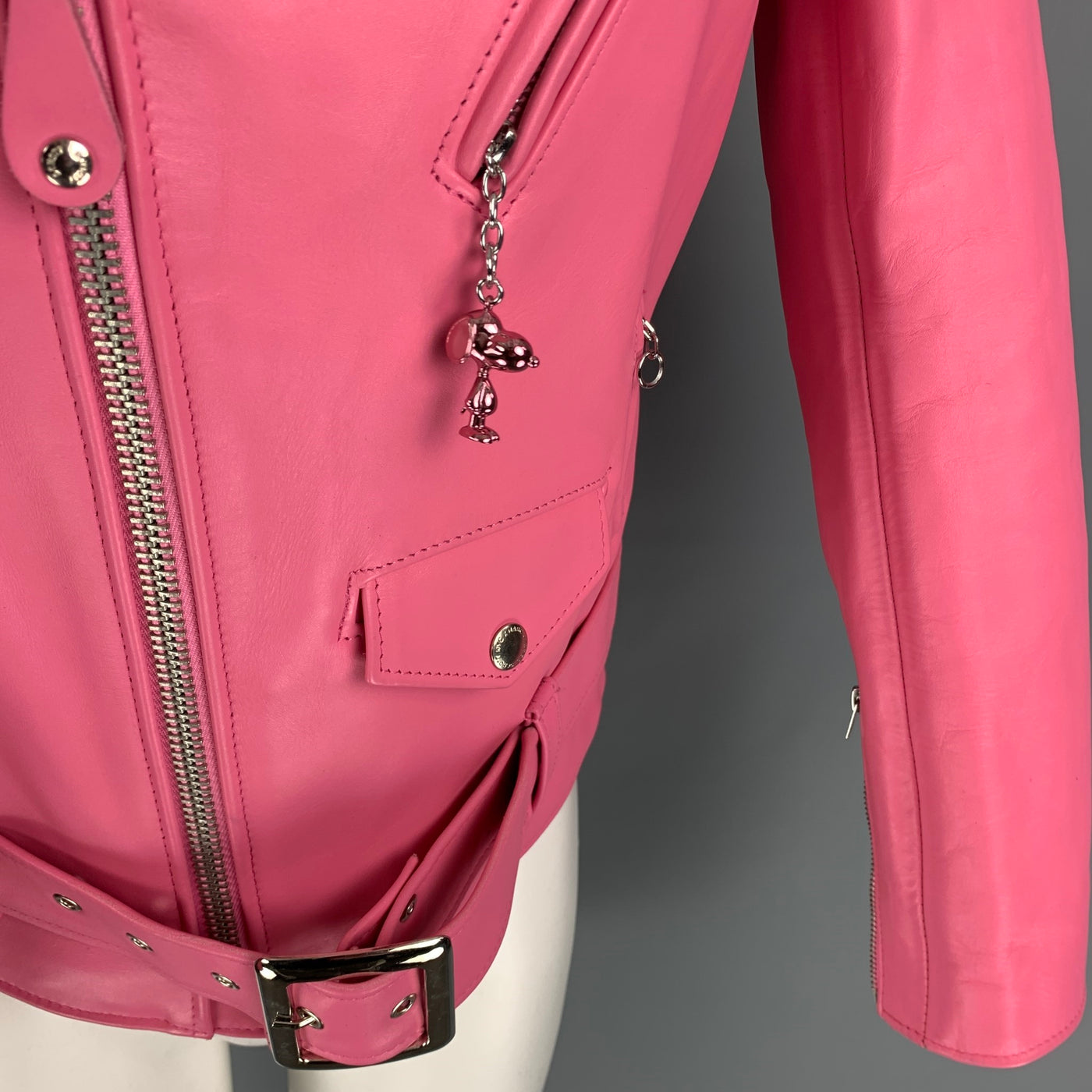 SCHOTT x MARC JACOBS Size S Pink Leather Biker Perfecto Jacket