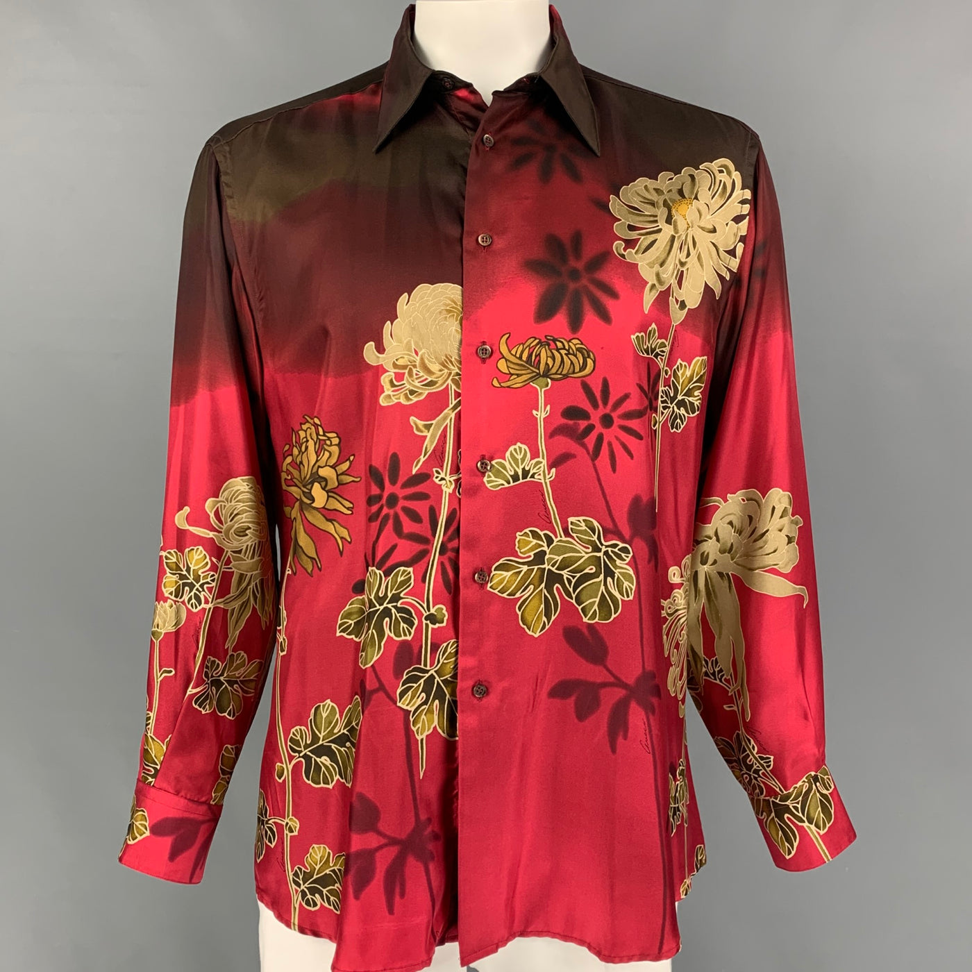 Vintage GUCCI by Tom Ford 2001 Size L Red Floral Silk Button Up Long S –  Sui Generis Designer Consignment