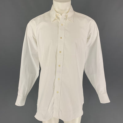 BERGDORF GOODMAN Size M White Cotton Button Up Long Sleeve Shirt