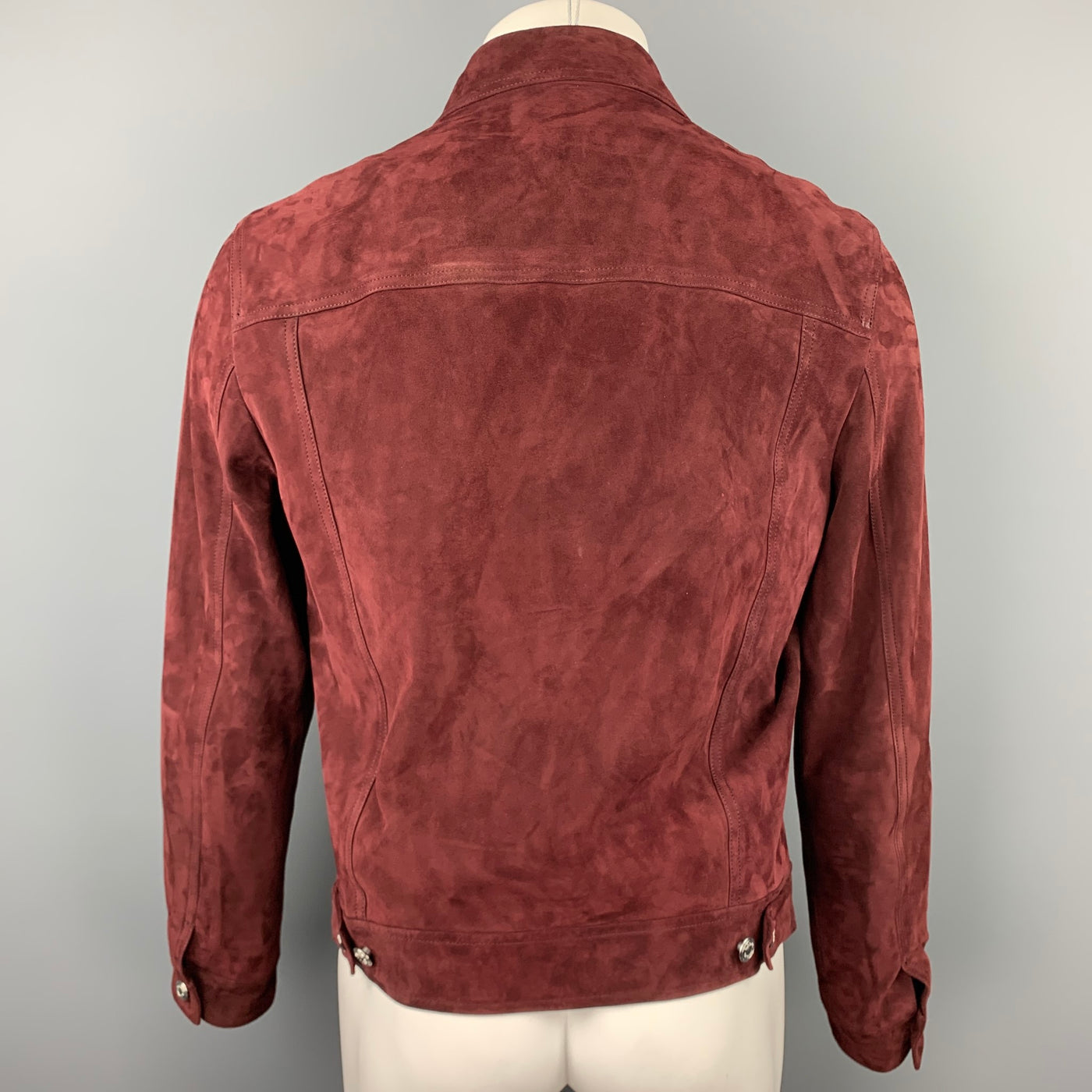 PAUL SMITH Size L Burgundy Suede Trucker Jacket – Sui Generis