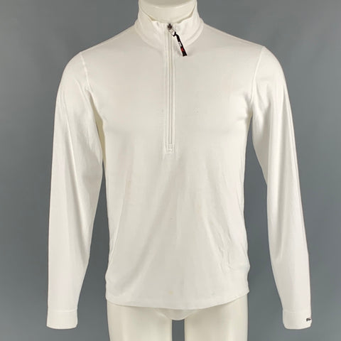 RLX by RALPH LAUREN Size S White Solid Polyester & Cotton Half Zip Pullover