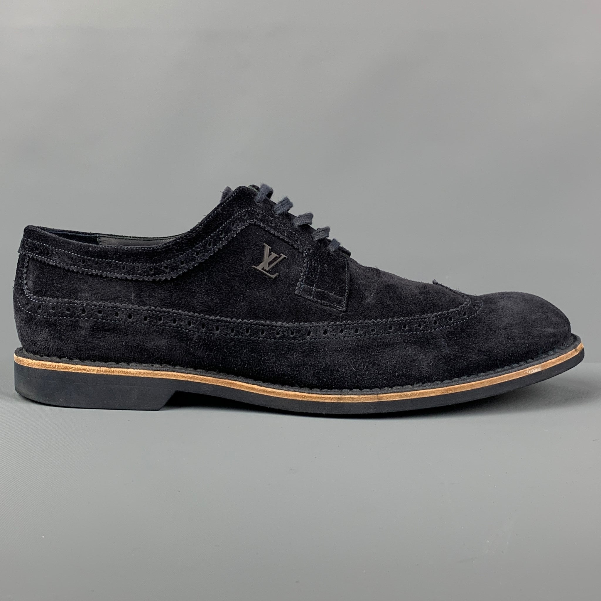 LOUIS VUITTON Size 10.5 Navy Blue Damier Leather Lace Up Shoes – Sui  Generis Designer Consignment