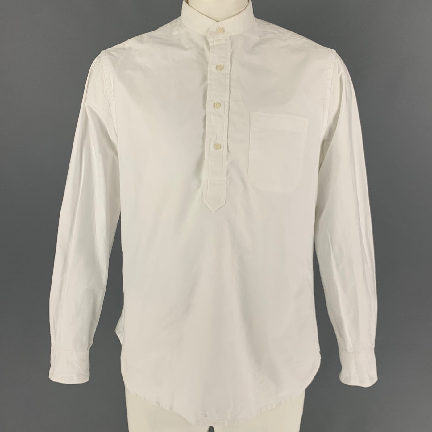 GITMAN BROS Size L White Oxford Cotton Long Sleeve Shirt