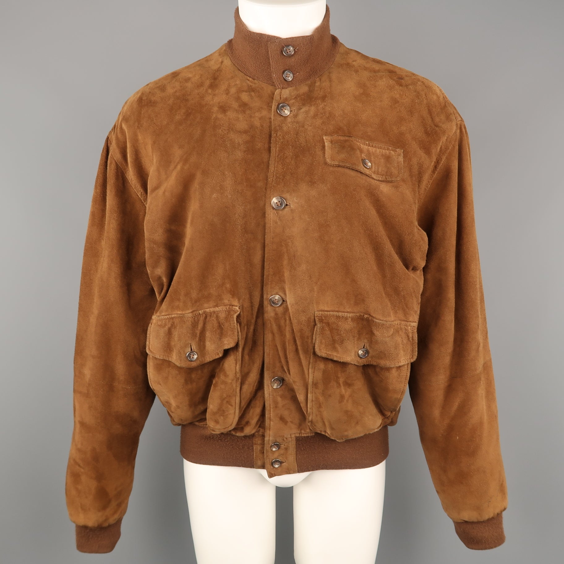 POLO RALPH LAUREN M Brown Suede Buttoned Bomber Jacket – Sui Generis  Designer Consignment