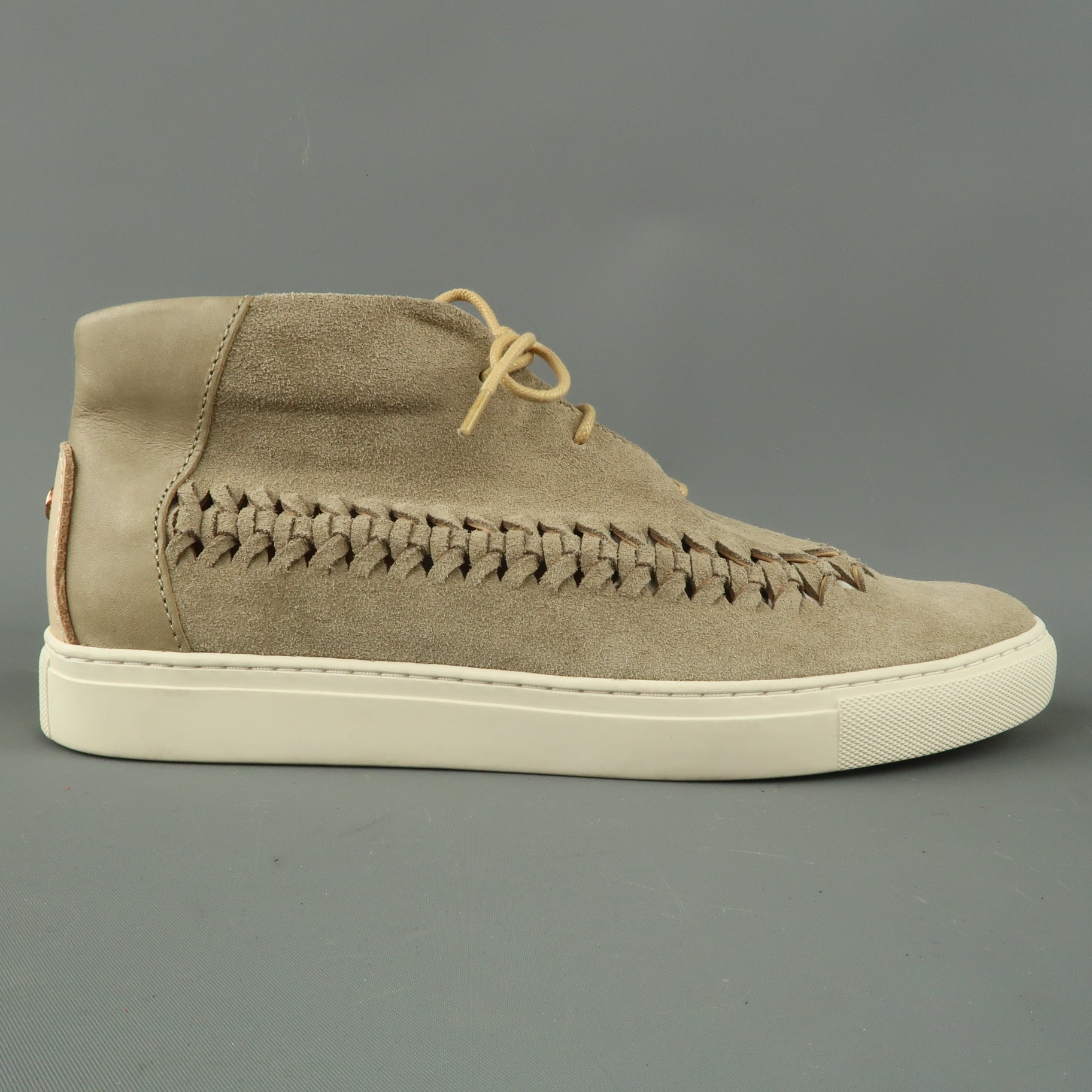 TCG Size 8 Beige Woven Suede Lace Up High Top Sneakers – Sui Generis  Designer Consignment