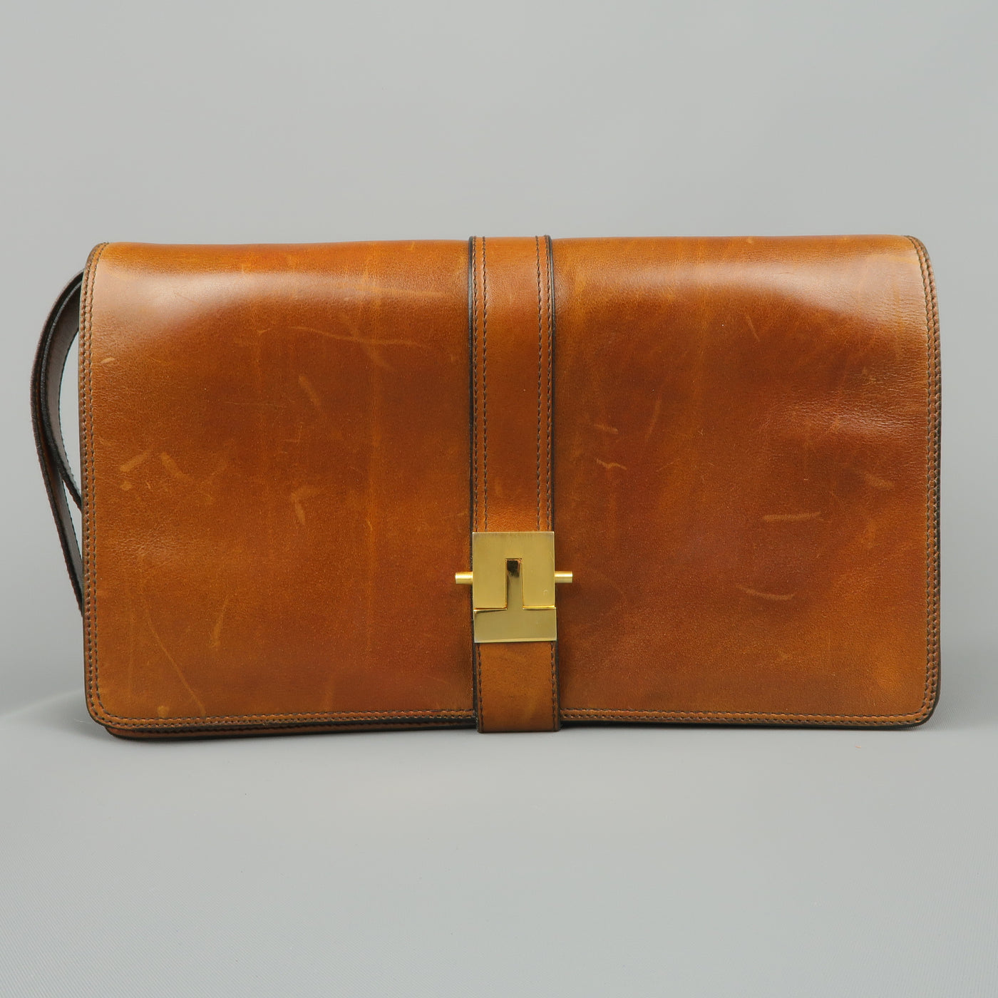 Vintage A.TESTONI Tan Leather Wristlet Clutch – Sui Generis