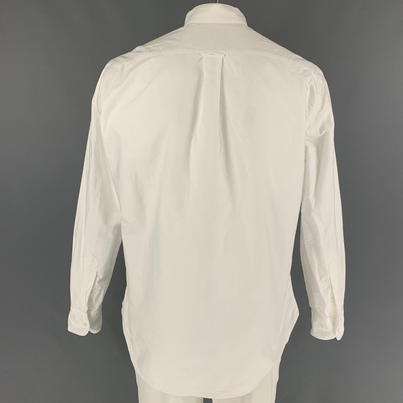 GITMAN BROS Size L White Oxford Cotton Long Sleeve Shirt