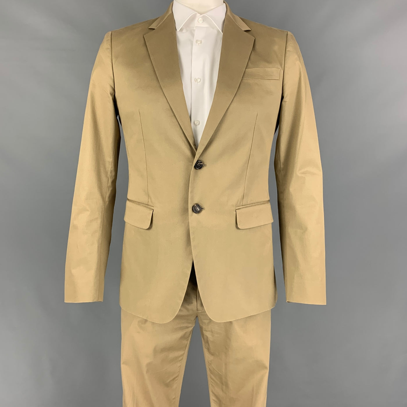 DSQUARED2 MANCHESTER Size 42 Khaki Cotton Notch Lapel Suit – Sui