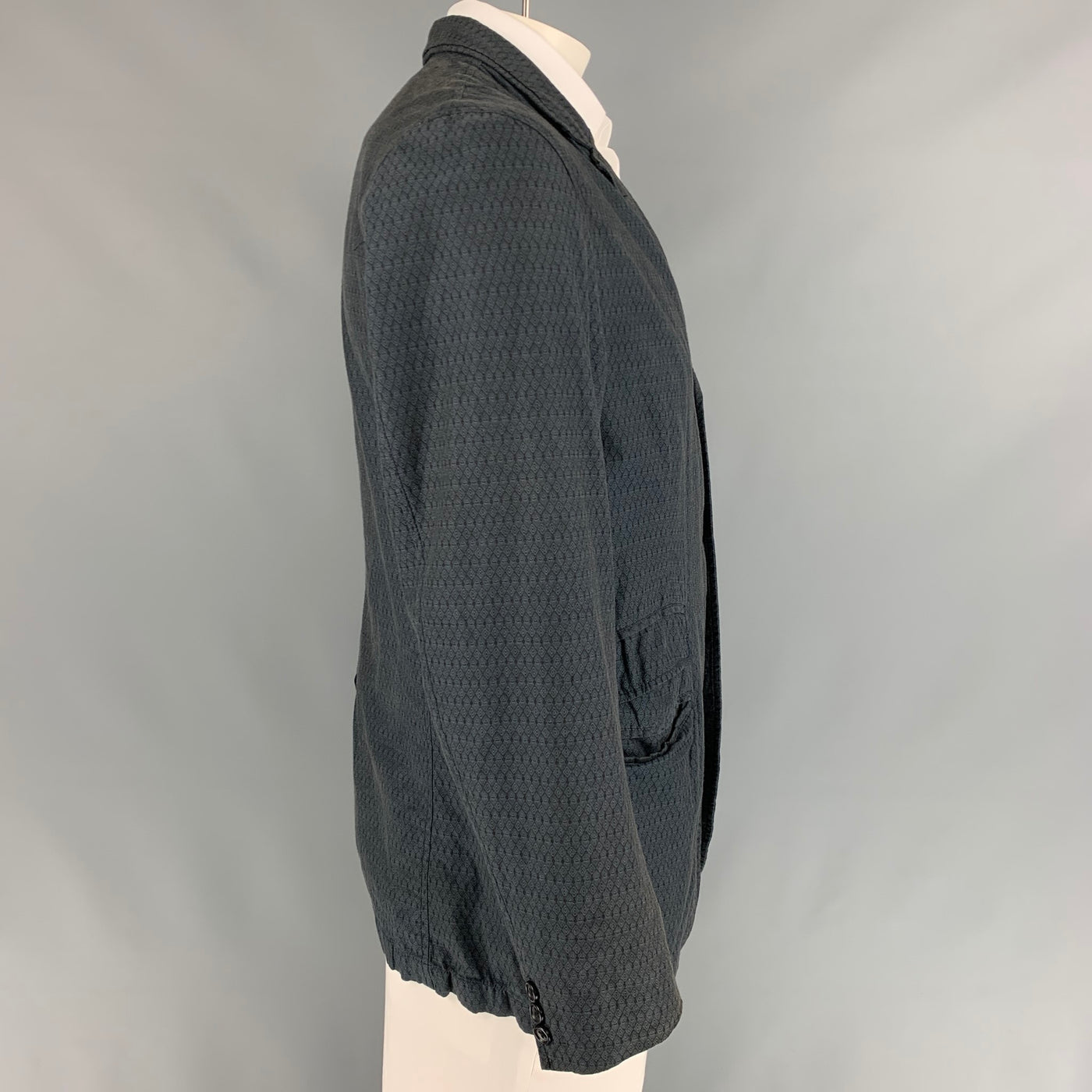 ENGINEERED GARMENTS Size XL Charcoal Rhombus Cotton Sport Coat