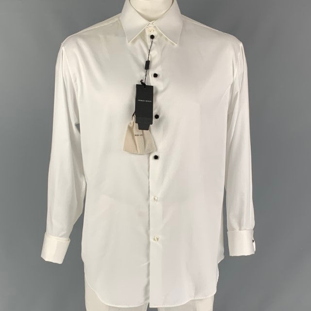 GIORGIO ARMANI Size XL Solid White Cotton French Cuff Long Sleeve Shir –  Sui Generis Designer Consignment