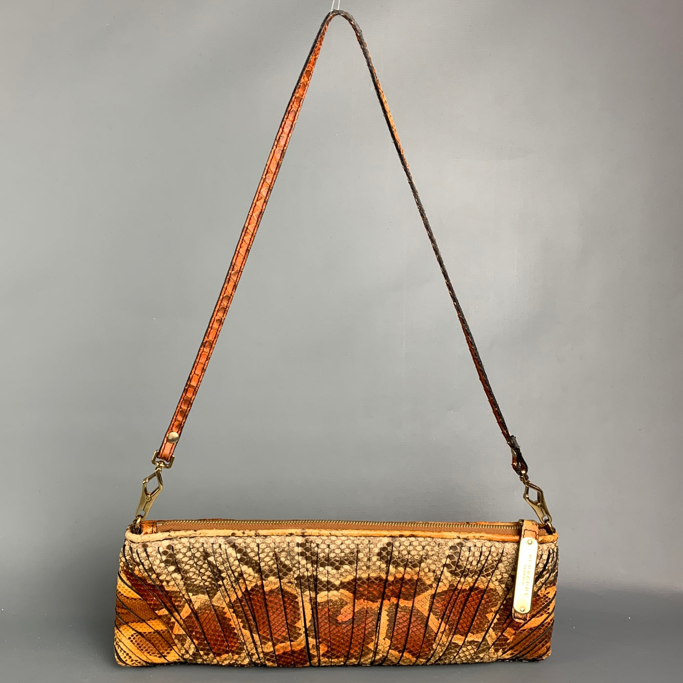 BURBERRY PRORSUM Brown & Tan Python Skin Leather Clutch Shoulder Bag – Sui  Generis Designer Consignment