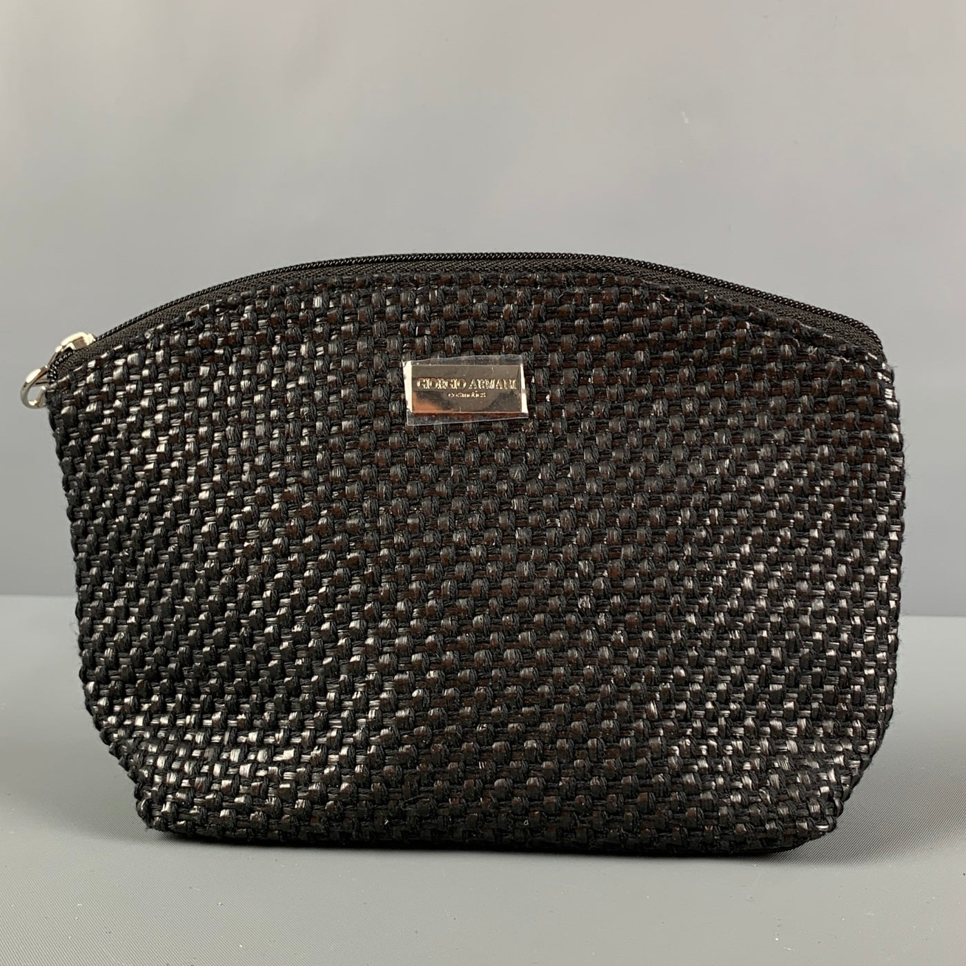 GIORGIO ARMANI Black Woven Faux Patent Leather Make-up Bag – Sui Generis  Designer Consignment