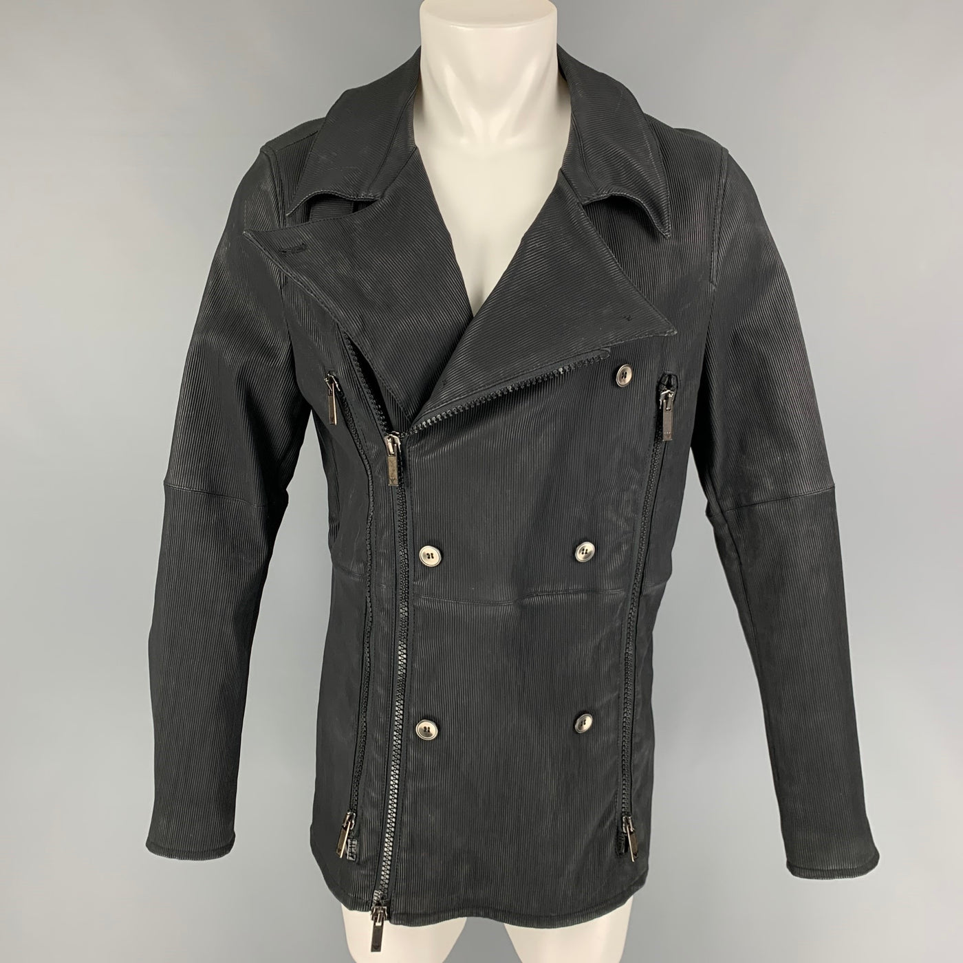 EMPORIO ARMANI Size 44 Black Textured Cotton Polyurethane Coat – Sui  Generis Designer Consignment