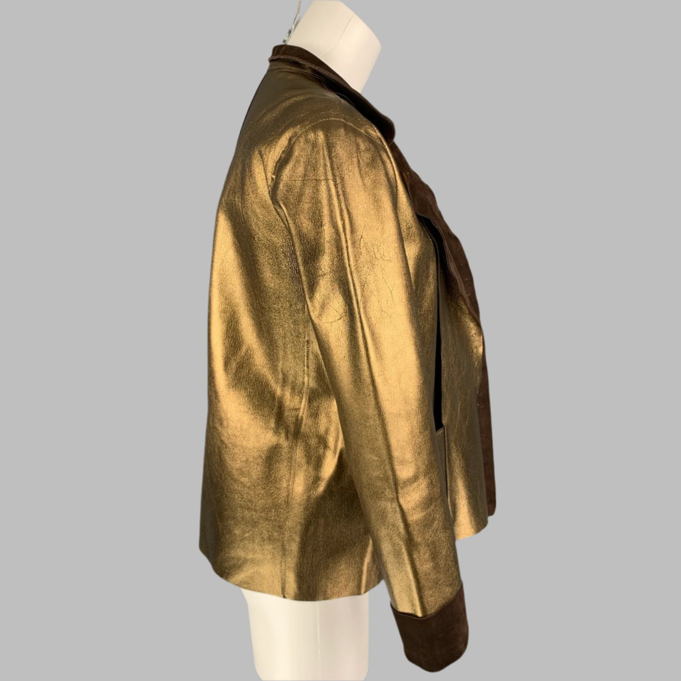 YVES SAINT LAURENT by TOM FORD Size L Gold & Brown Leather Reversible Jacket  – Sui Generis Designer Consignment