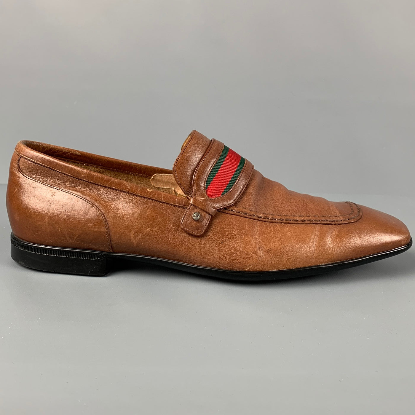knap Trafikprop pessimistisk Vintage GUCCI Size 7.5 Tan Green Red Slip On Loafers – Sui Generis Designer  Consignment