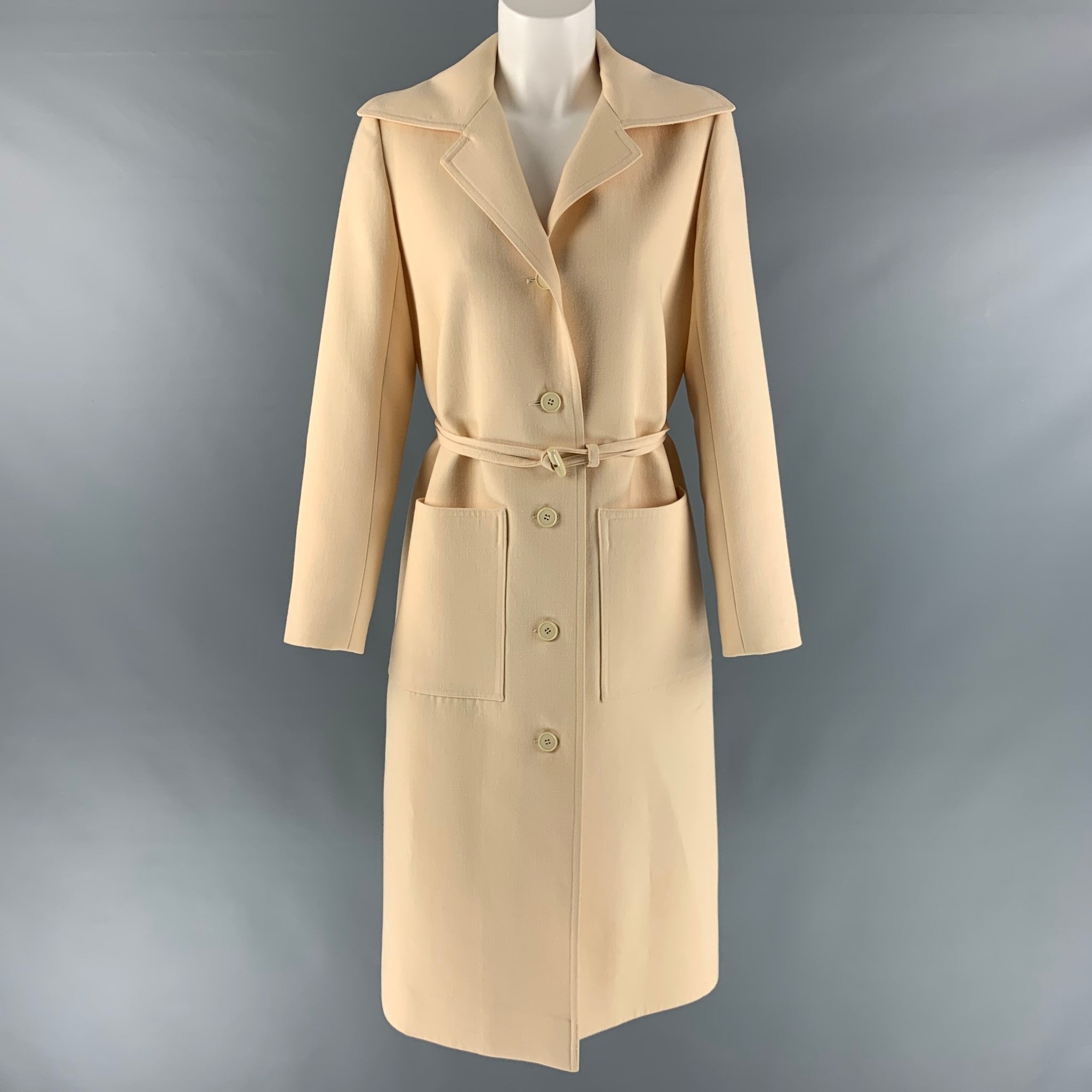 Vintage Nouvelle Boutique by HUBERT de GIVENCHY Size M Cream Twill Belted  Coat