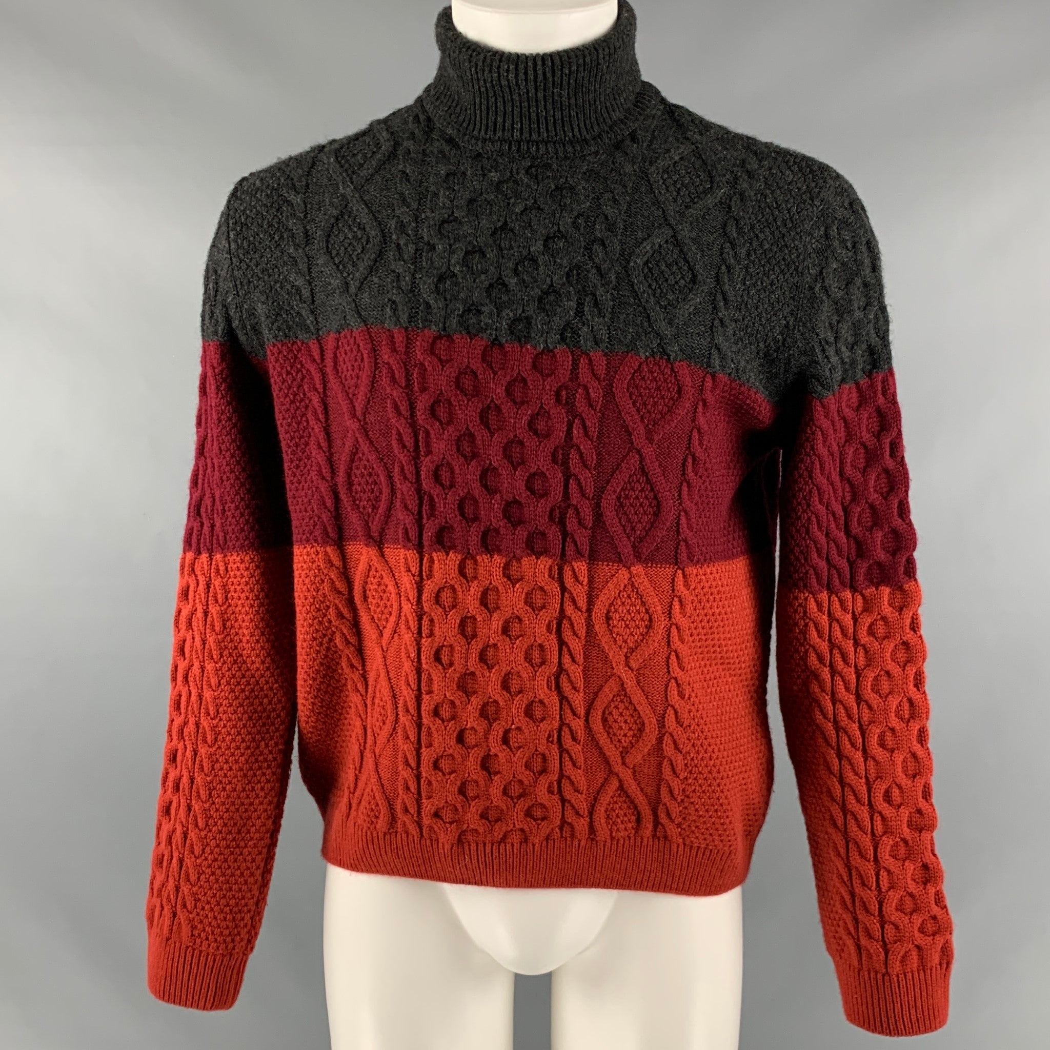 Men's LOUIS VUITTON Size L Black Cashmere Blend Chunky Knit Turtleneck  Sweater