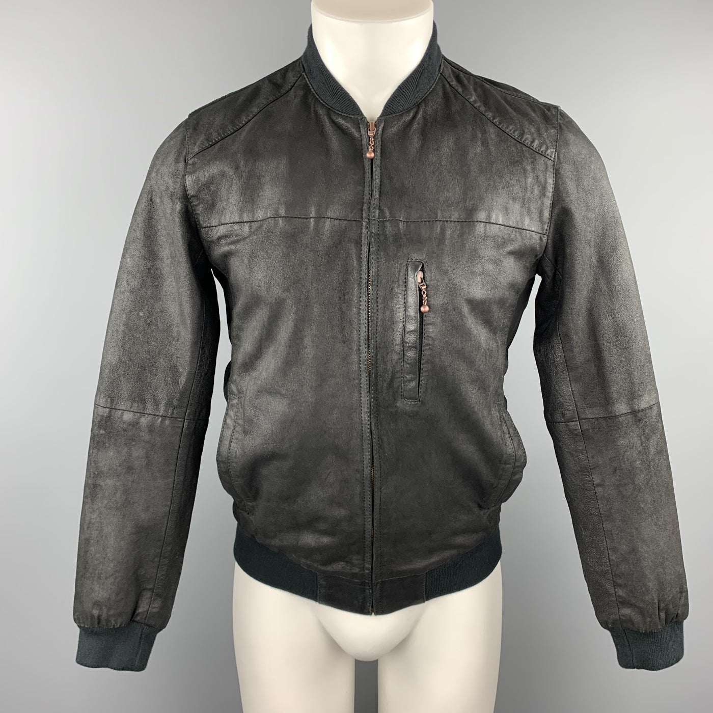 LEVI'S Size S Black Distressed Leather Zip Up Bomber Jacket – Sui Generis  Designer Consignment