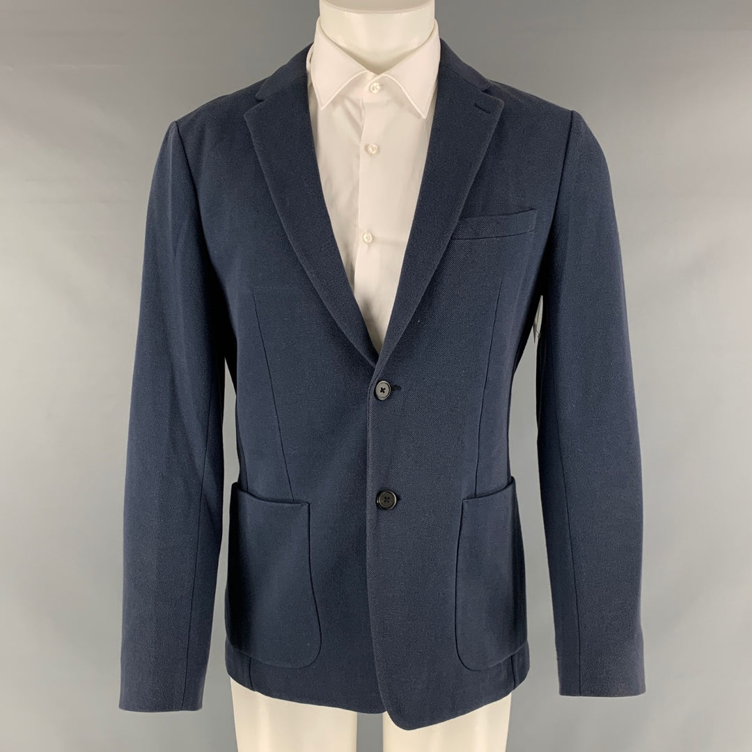 Navy Polyester Wool Shoulder Pads Men's Suit — Labels Resale Boutique