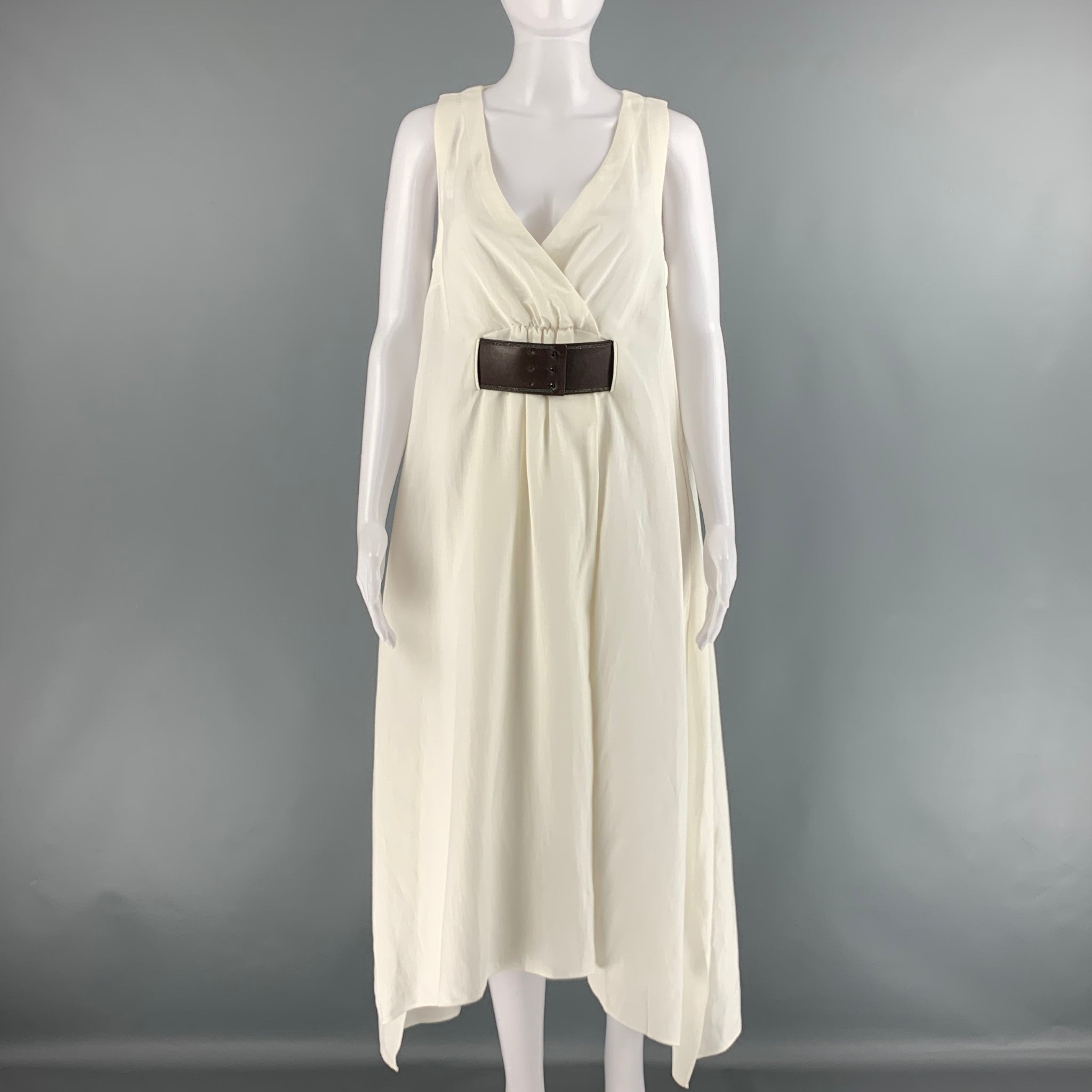 BRUNELLO CUCINELLI Maxi Shirt Dress in Beige Size Large L