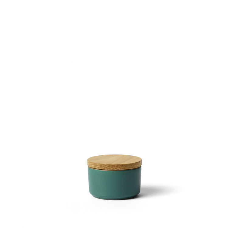Mini Container with Oak Lid in Emerald