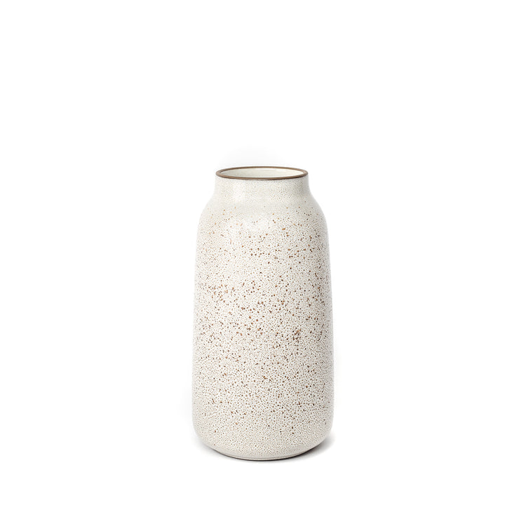 Tall Vase in Opaque White and Matte Brown