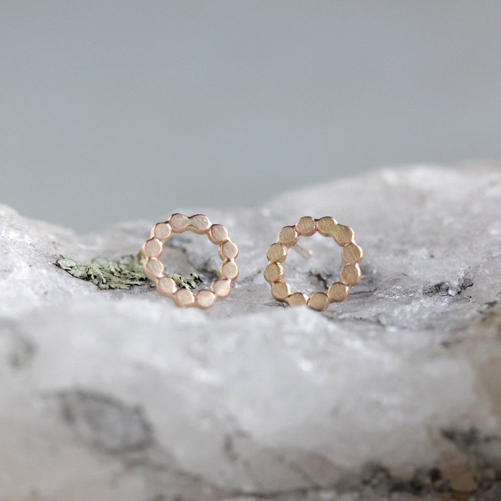 Rebecca Haas Jewelry - 14k Orbit Posts - Beaded Circle Studs