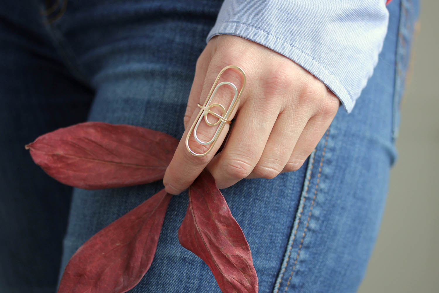 Rebecca Haas Jewelry SS18 Collection - Portal Ring with Hand on Leaves