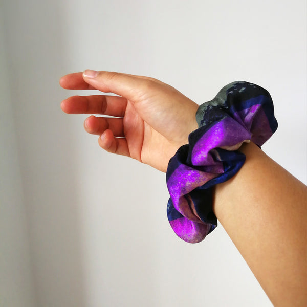 Silk scrunchie on wrist