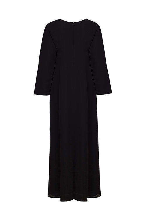Draped Maxi Black Dress – Nisaa Boutique