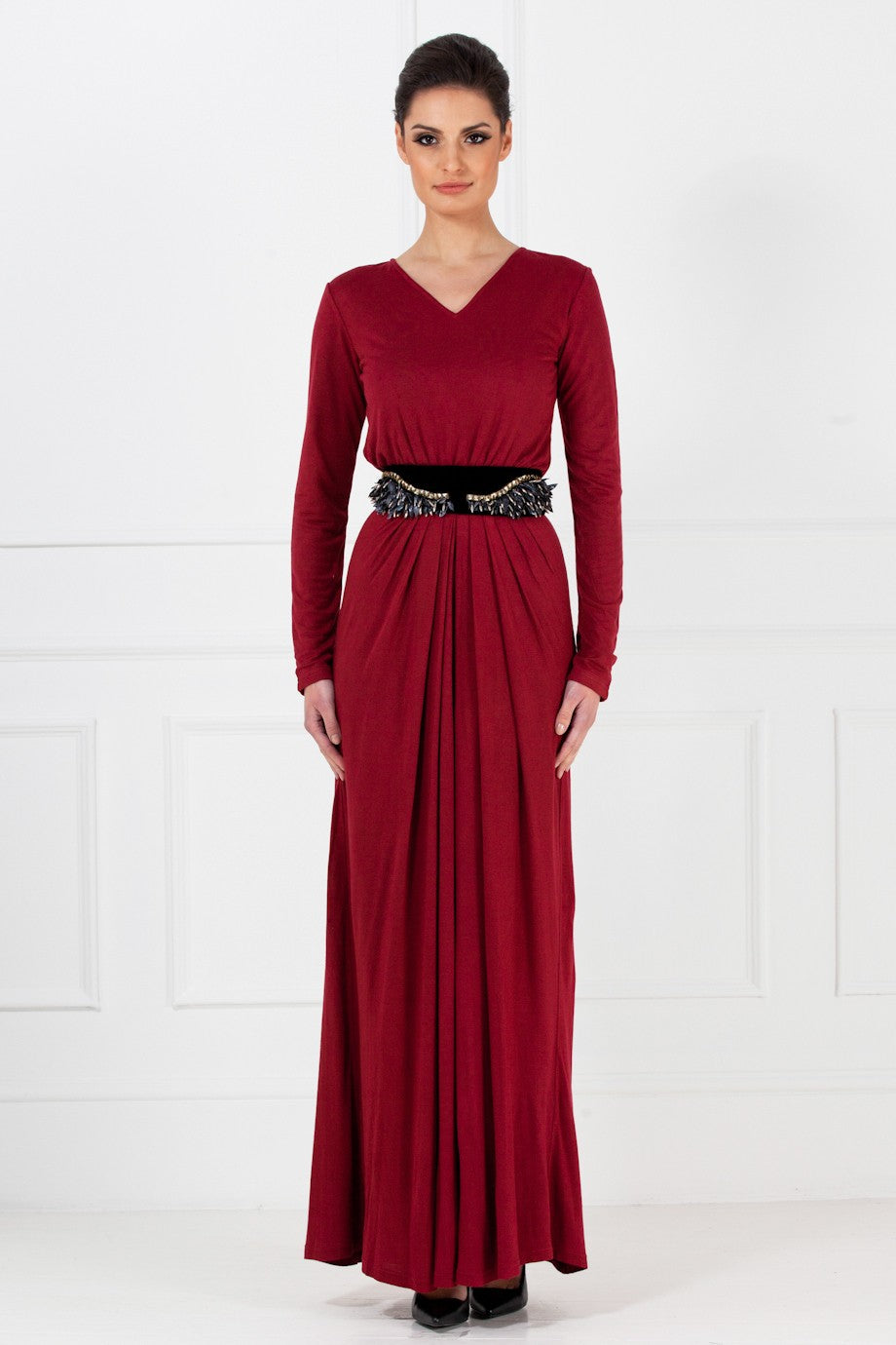 Deep Maroon Jersey Dress – Nisaa Boutique