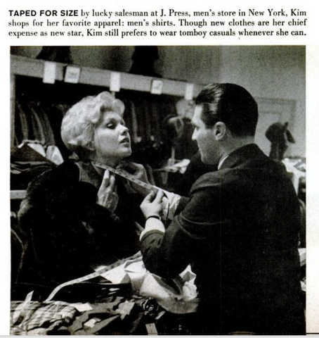 Kim Novak Taped for Size at J. Press