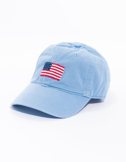 COLUMBIA NEEDLEPOINT HAT - LIGHT BLUE