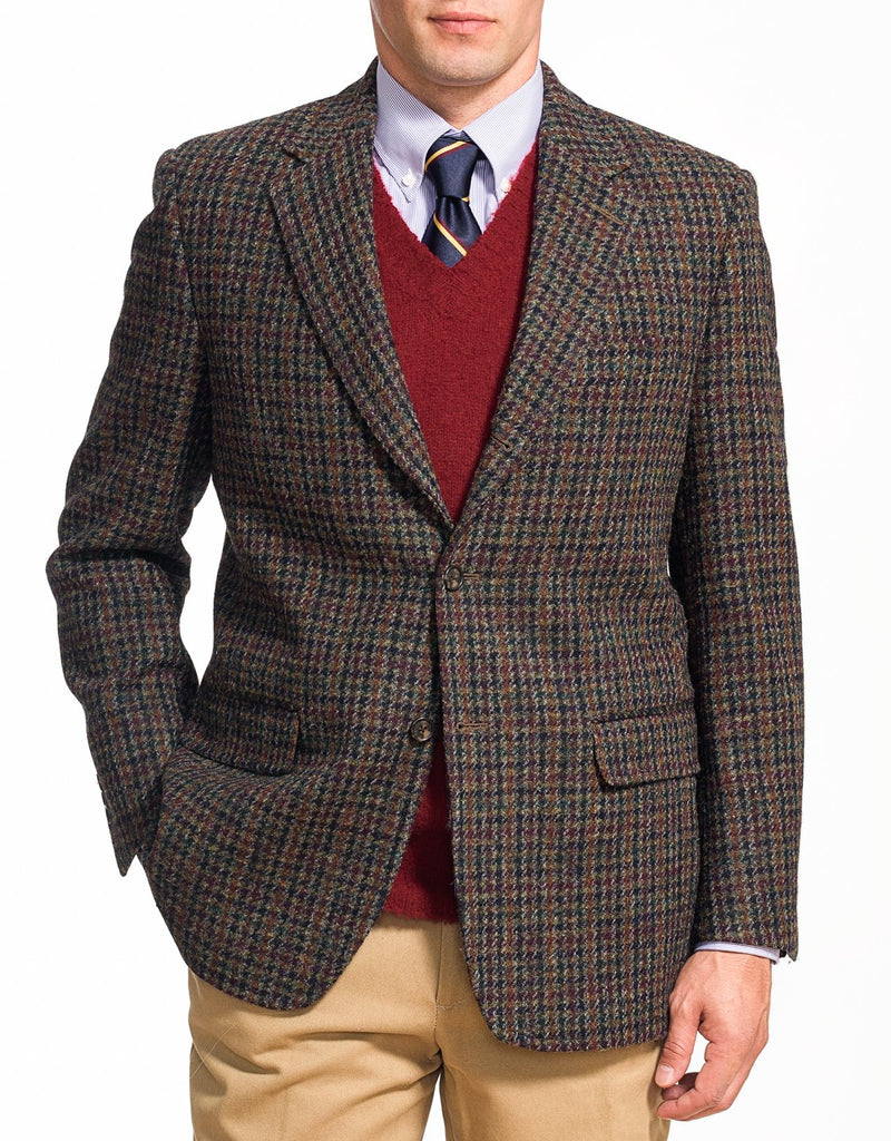 metgezel Plunderen vervorming Harris Tweed Dark Olive Multi Check Sport Coat | Men's Dress Clothes