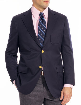 Navy Wool 3-Button Sack Doeskin Blazer | Mens Dress Clothes - J