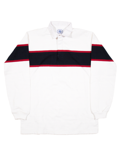 Rugby Shirt in White with Navy and Red Chest Stripe | J. Press