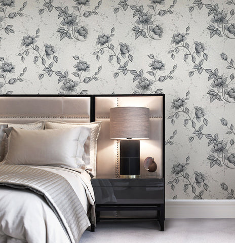 floral-white-black-wallpaper