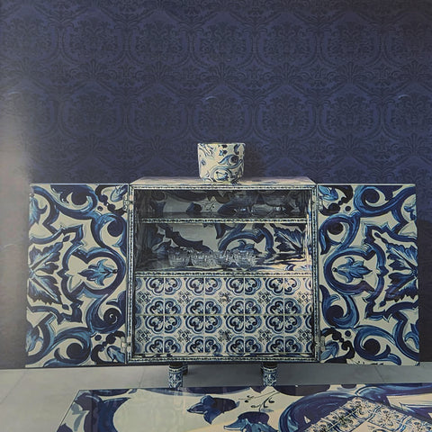 Dolce and Gabbana blue wallpaper wallcoverings textured designer