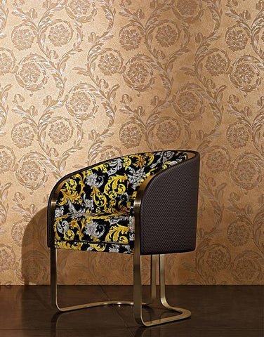 93588-2 Gold Orange Barocco Floral Textured Wallpaper – wallcoveringsmart