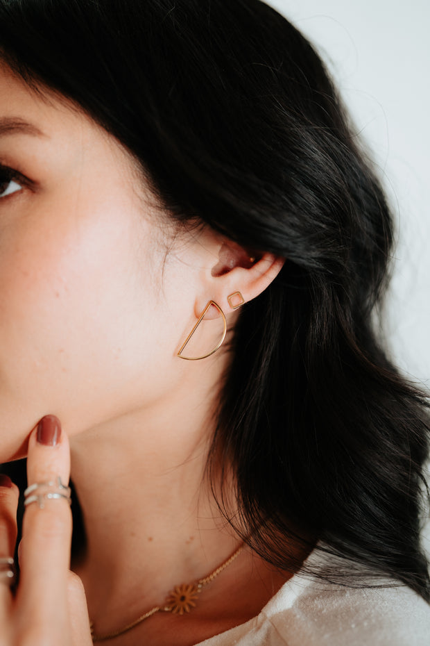 Upside Down Hoop With Bar Jacket Earrings – Rebekah Vinyard Jewelry